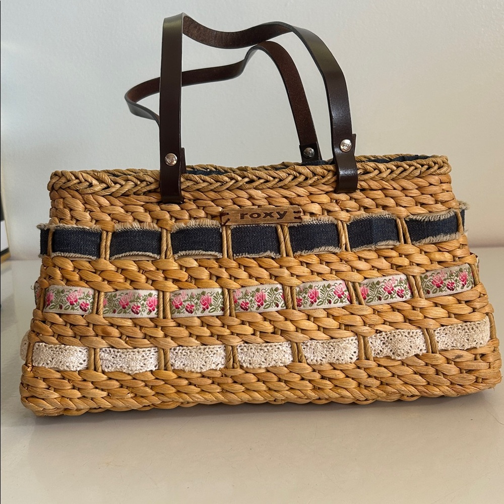 Roxy Straw Handbag Double Handles